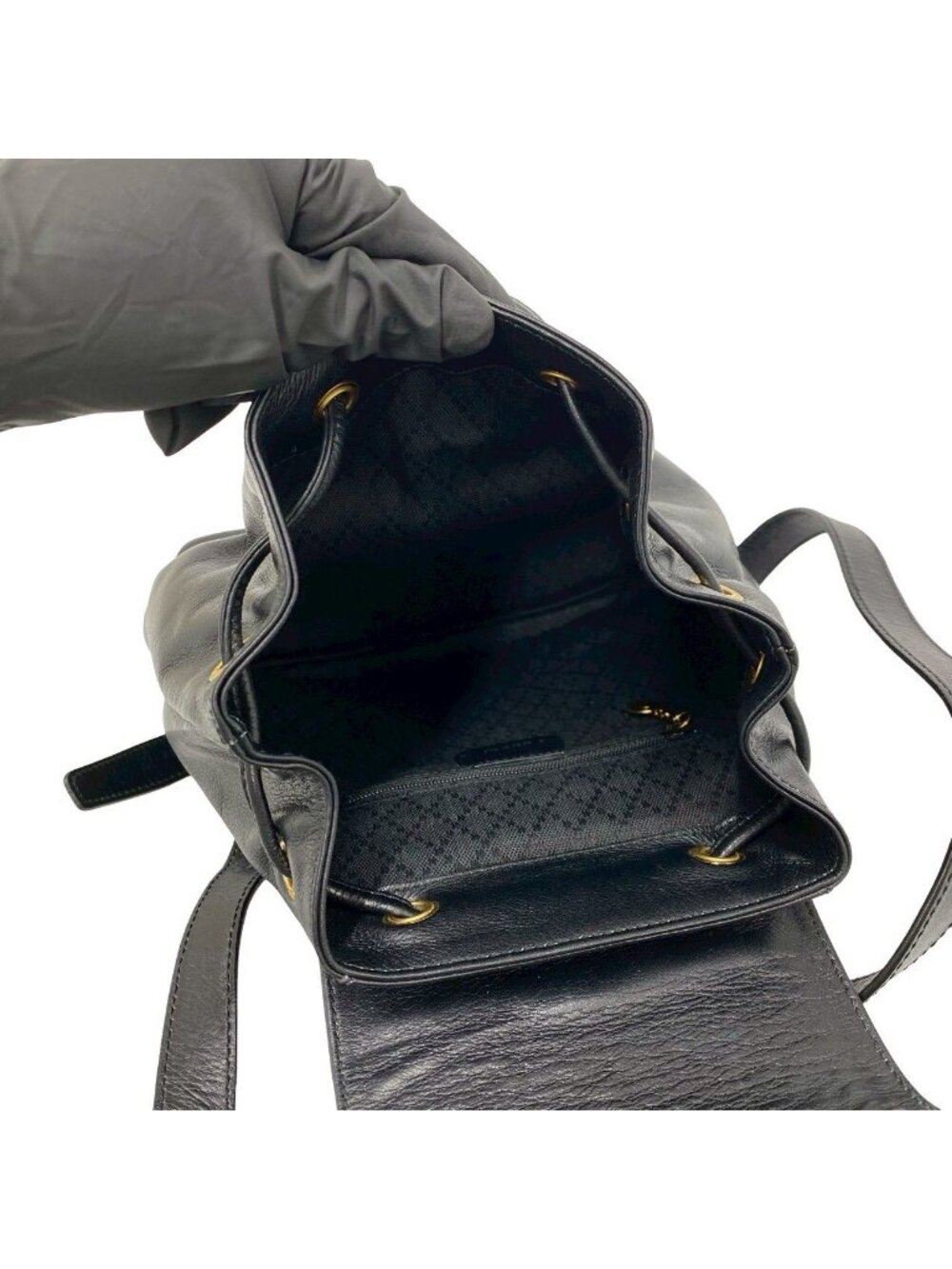 Gucci Vintage Bamboo Leather Backpack Black - Picture 9 of 10